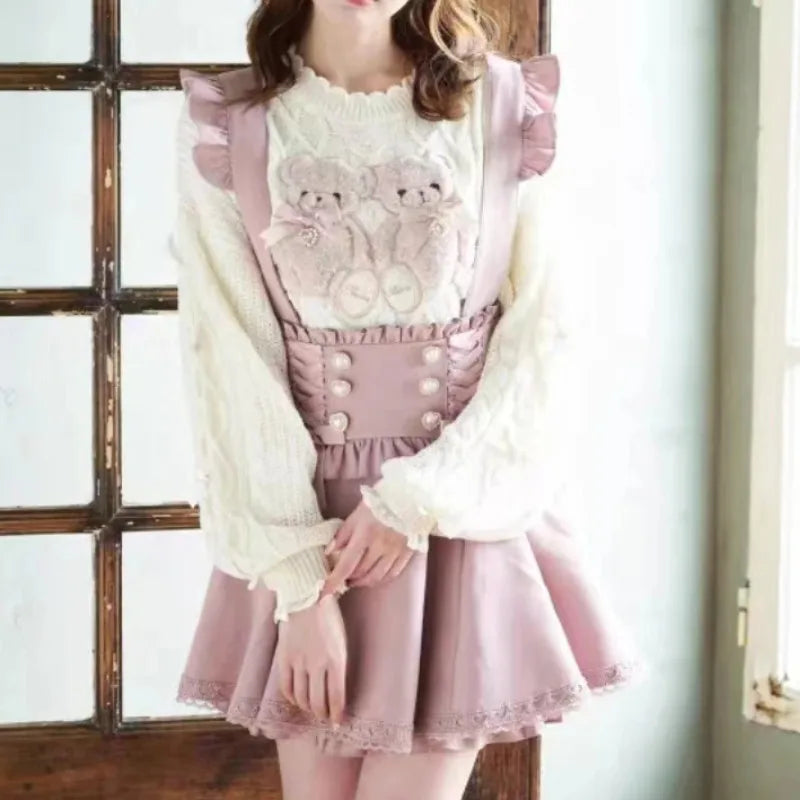 Kawaii Lolita Suspender Skirt Set – Sweet A-Line Mini