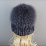 Women's Luxury Rex Rabbit & Fox Fur Beanie Hat