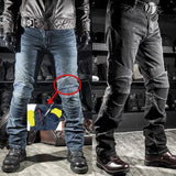 Men's Winter Biker Jeans Motocycle Denim Pants Male Stretch Original Long Trousers Off-road Protection Pants Plus Size 5XL