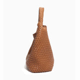 2025 Women Bag Luxury PU Leather Handbag Lady Fashion Handmade Knitting Tote Female Hand-woven Basket Shoulder Bag with Purse