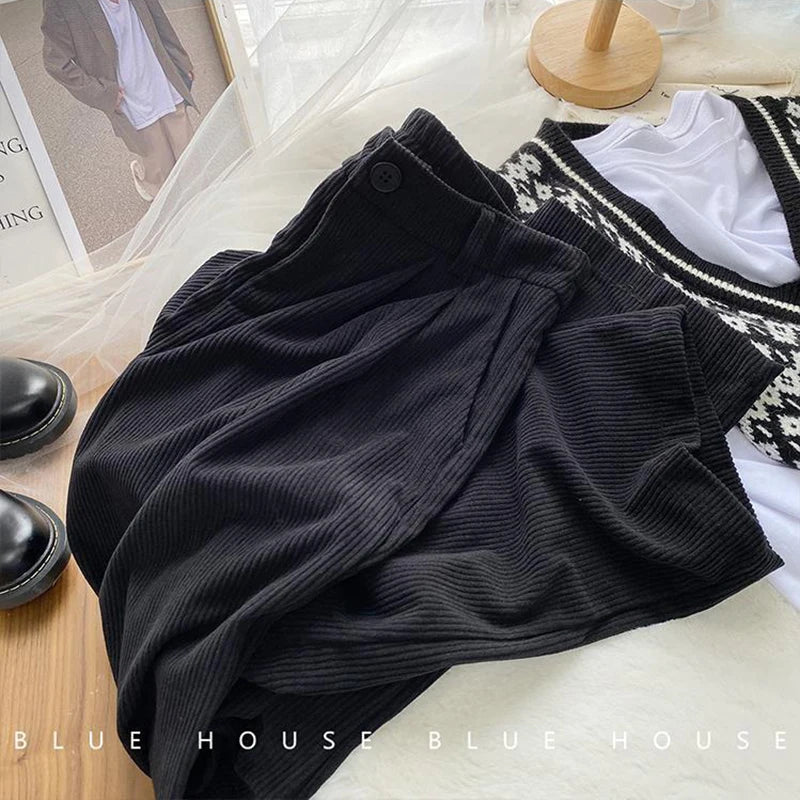Women's High-Waist Corduroy Wide-Leg Pants