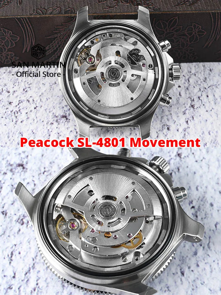 San Martin 40mm Diver Chronograph – Peacock SL-4801