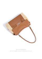 Summer 2026 Women's Raffia Woven Tote Bag Split Leather Crossbody Straw Messenger Bag Grass Weaving Shoulder Bag for Ladies New