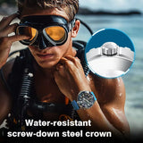 Stainless Steel Diving Watch Solar Energy Driven Quartz Watch Outdoor Waterproof Long Battery Life Rotatable Chronograph Ring