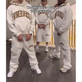 2025 European and American New Trendy High Street Leopard Print Loose Hooded Sweatshirt Casual Stacking Sweatpants