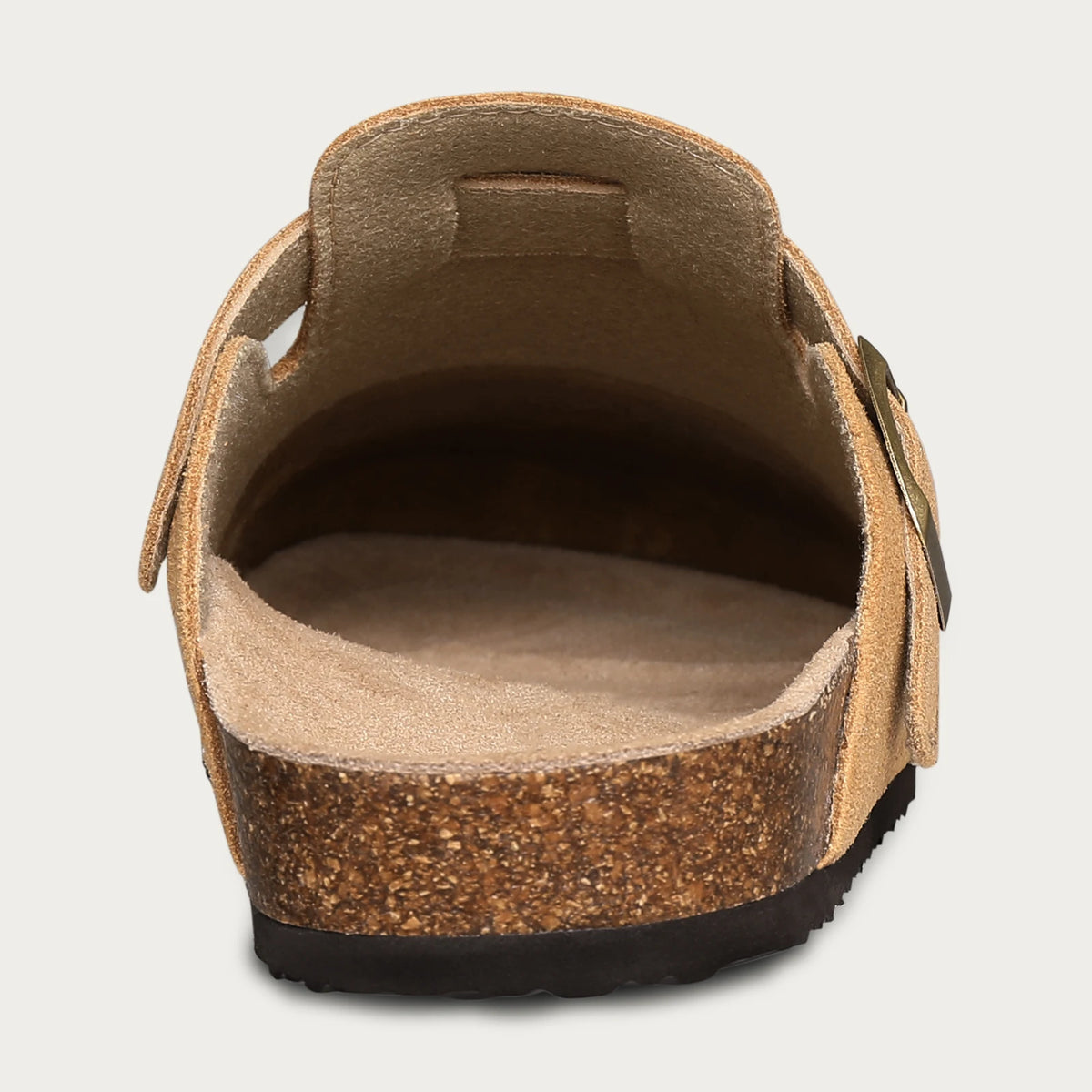 Evshine Men's Suede Clogs Fashion Leather Mules Cozy Footbed Slippers With Adjustable Buckle AntiSlip Cork Slippers Unisex Mules