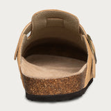 Evshine Men's Suede Clogs Fashion Leather Mules Cozy Footbed Slippers With Adjustable Buckle AntiSlip Cork Slippers Unisex Mules
