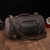 Luufan Unique Design Leather Backpack For Men Vintage Crazy Horse Leather Bucket Daypack Large Male Travel Bag Male Backpacks