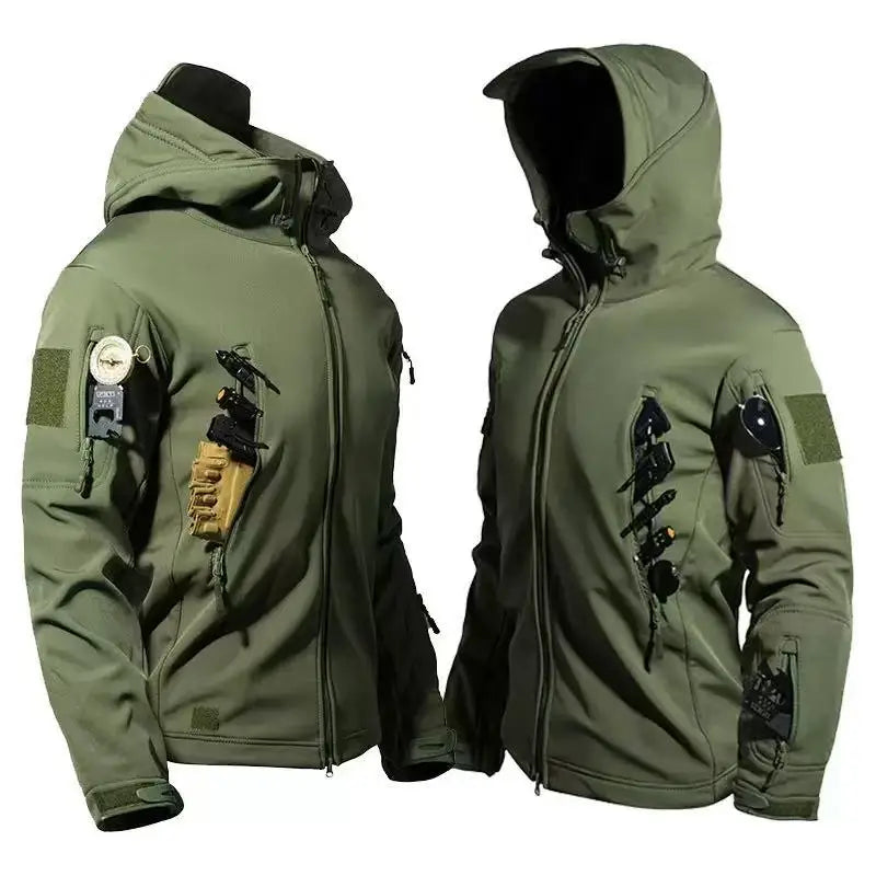 Men's Fleece Tactical Parka & Cargo Jacket Set