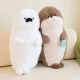 High Quality Cartoon Earphone Seal Sea Otter Plush Toy Ball Round Cushion Throw Pillow for Kids Birthday Gift School Nap Sleep