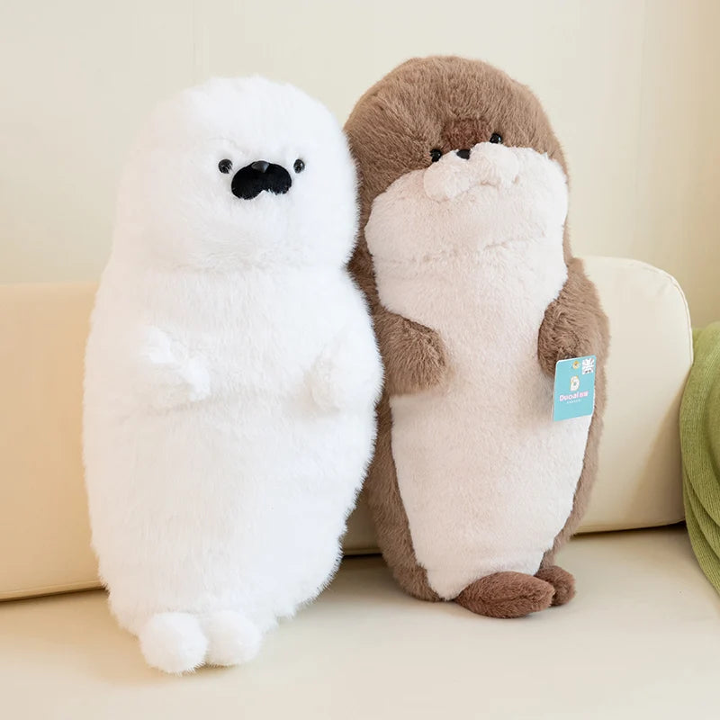 High Quality Cartoon Earphone Seal Sea Otter Plush Toy Ball Round Cushion Throw Pillow for Kids Birthday Gift School Nap Sleep