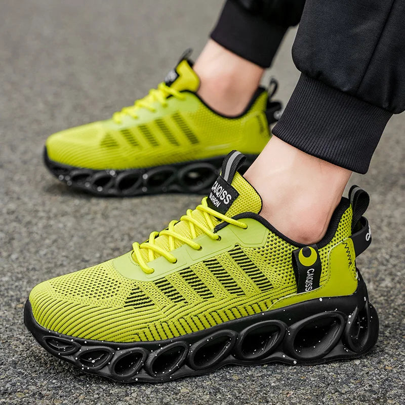 Men's Casual, Fashionable, Comfortable, Shock-Absorbing Blade-Style Shoes, Breathable Lace-Up Non-Slip Shoes, Suitable for Jogging, Daily Wear, and Gym