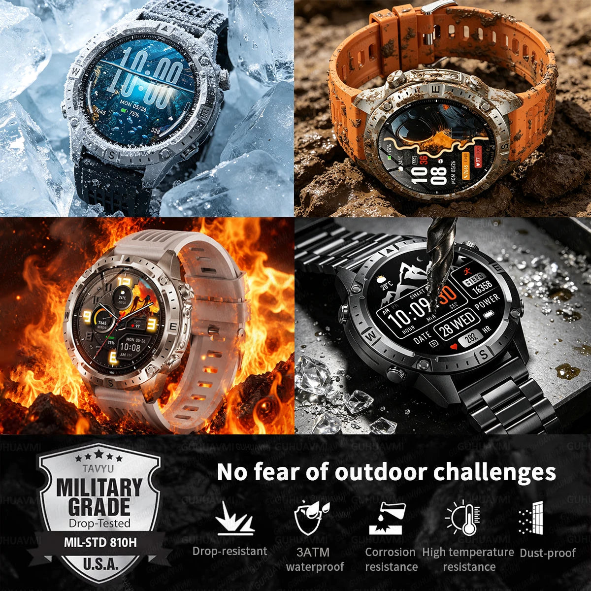 GUHUAVMI TANK Y102 – Military GPS Smart Watch for Men