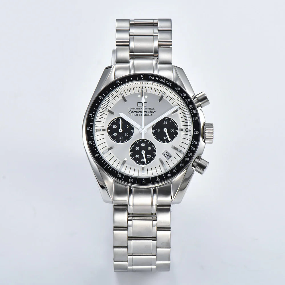 VK63 Chronograph Men's Watch | Panda Dial | 100M Water Resistant