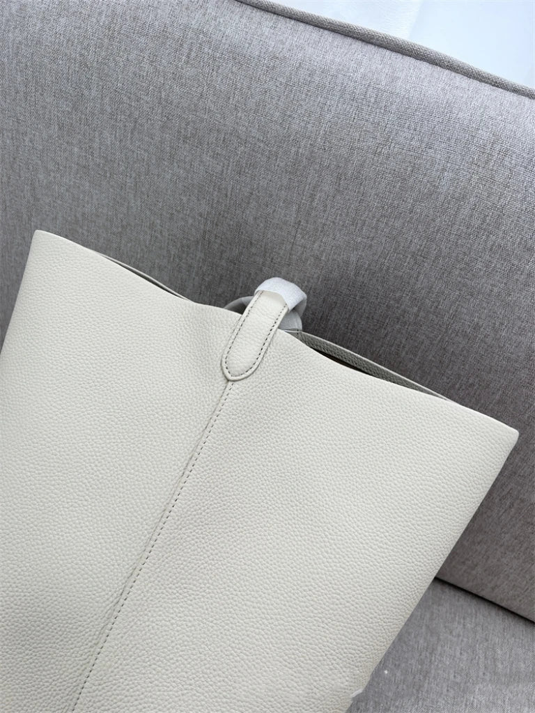 25 year new cowhide lychee pattern single shoulder commuting versatile large capacity bucket bag