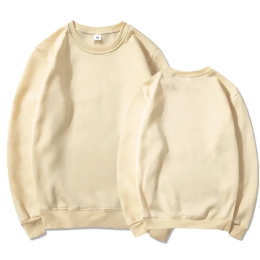 Korean Fashion Men's Round Neck Sweatshirts Autumn Long Sleeves Vacation Pullovers Tops Casual Popular Man Solid Sweat Shirts