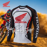 Men’s Honda Track Rider Long Sleeve Racing Jersey - Quick Dry Moto T-Shirt