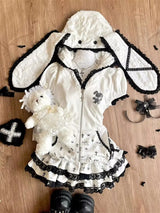 Japanese Pink Sweet Kawaii Lolita Elegant 2 Piece Sets Women Preppy Style Design Mini Skirt Suit Female Princess Chic Outfits
