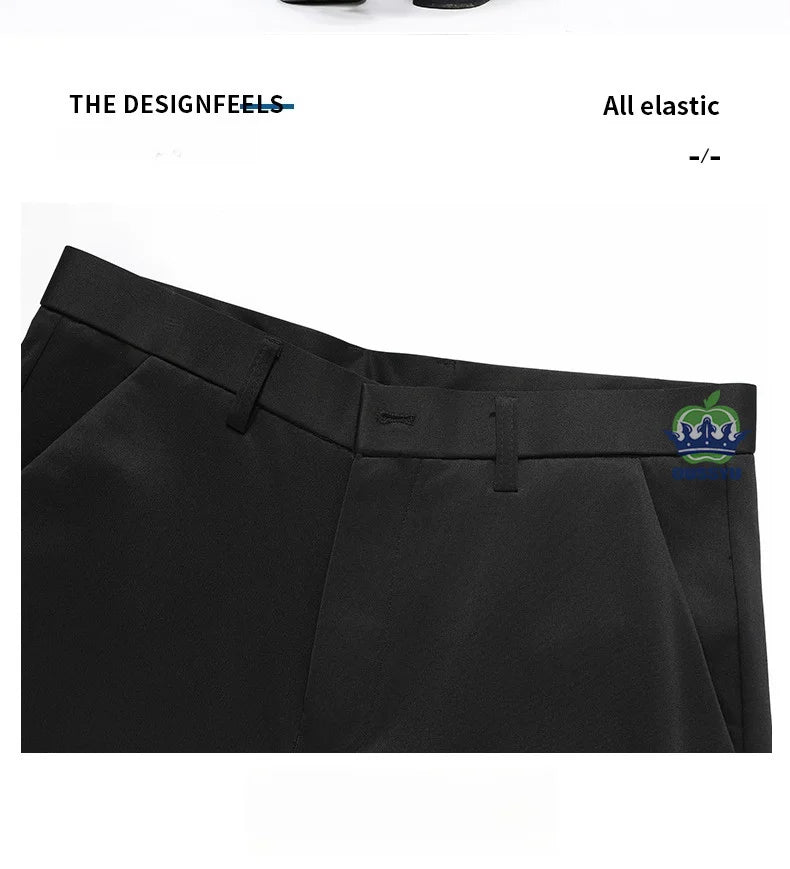Men's Stretch Suit Pants — Slim Straight Business Formal Trousers