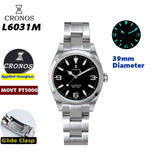 Cronos EX Diver Mechanical Men Watch 39mm Automatic PT5000 Sapphire Glass Bushed Bracelet Glide Clasp 10ATM  L6031