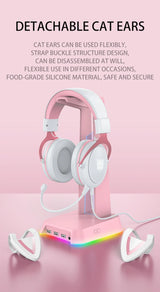 ONIKUMA X10 Gaming Headphones with Detachable Cute Cat Ear RBG Lighting Gaming Headset Gamer Earphone with HD Mic for PC Gaming