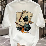 Men's 100% Pure Cotton Poker & Dice Print Loose Fit Casual T-Shirt