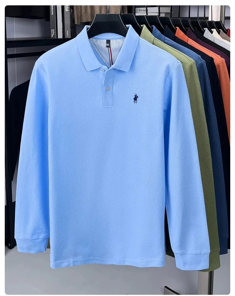 Premium Cotton Embroidered Long Sleeve Polo Shirt