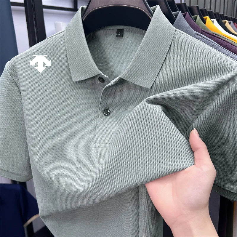 Men's Luxury Cotton Polo | Geometric Print Summer Shirt