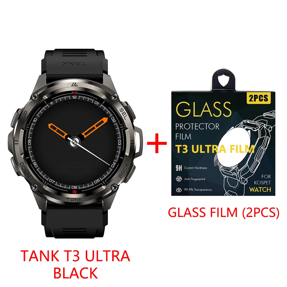 2025 KOSPET TANK T3 Ultra GPS Smart Watch For Men Smartwatch Women 470mAh Battery Digital Fitness AMOLED AOD Bluetooth Watches