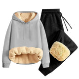 Men’s Thickened Lamb Velvet Hoodie Set