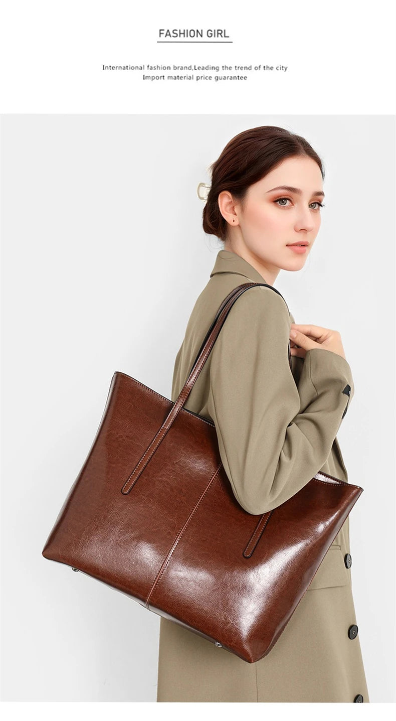 Burminsa Vintage Genuine Leather Tote Bag for Women
