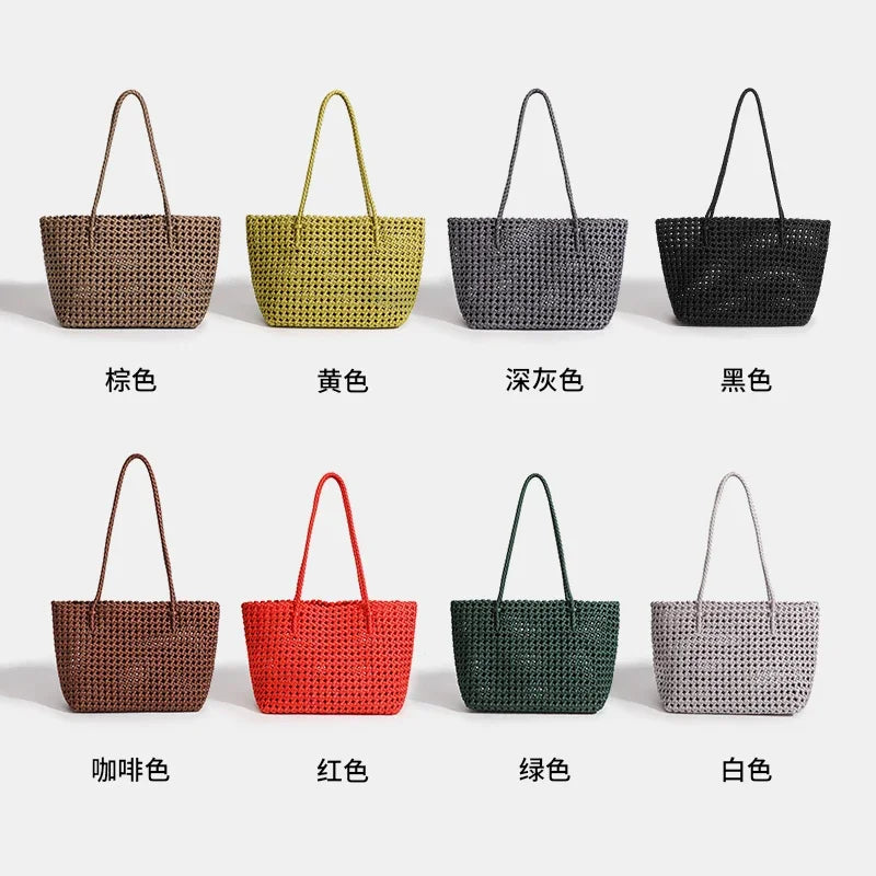 Nylon Bucket Bag Women Shoulder Strap Handbag Woven Tote Luxury Designer Medium Size