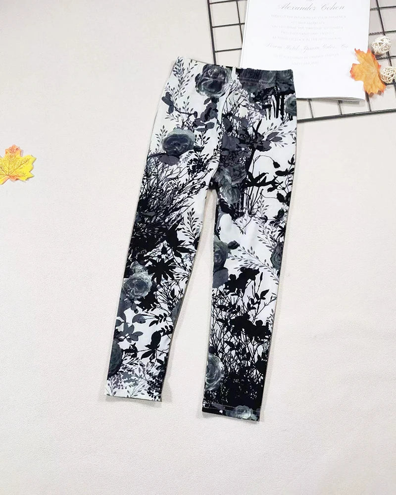 Girls' Floral Cartoon Fashion Leggings