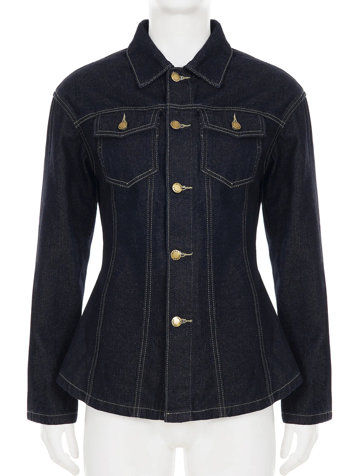 Y2K Vintage Patchwork Denim Jacket – Retro Streetwear Long-Sleeve Coat