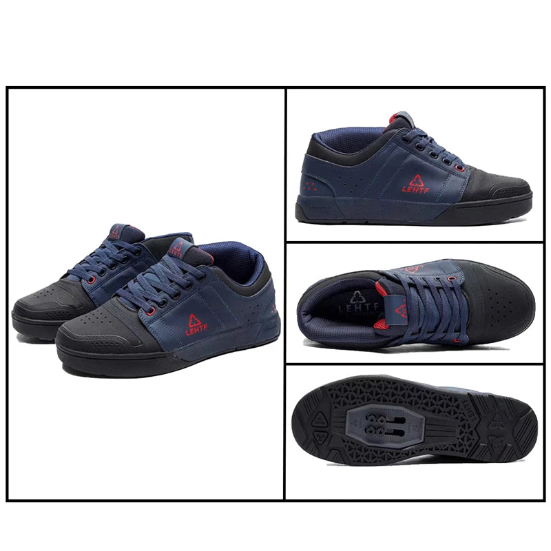 LEHTF Men's Breathable Lace-Up MTB Cycling Shoes