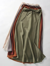 Women's Satin Maxi Skirt – Elegant Ankle-Length