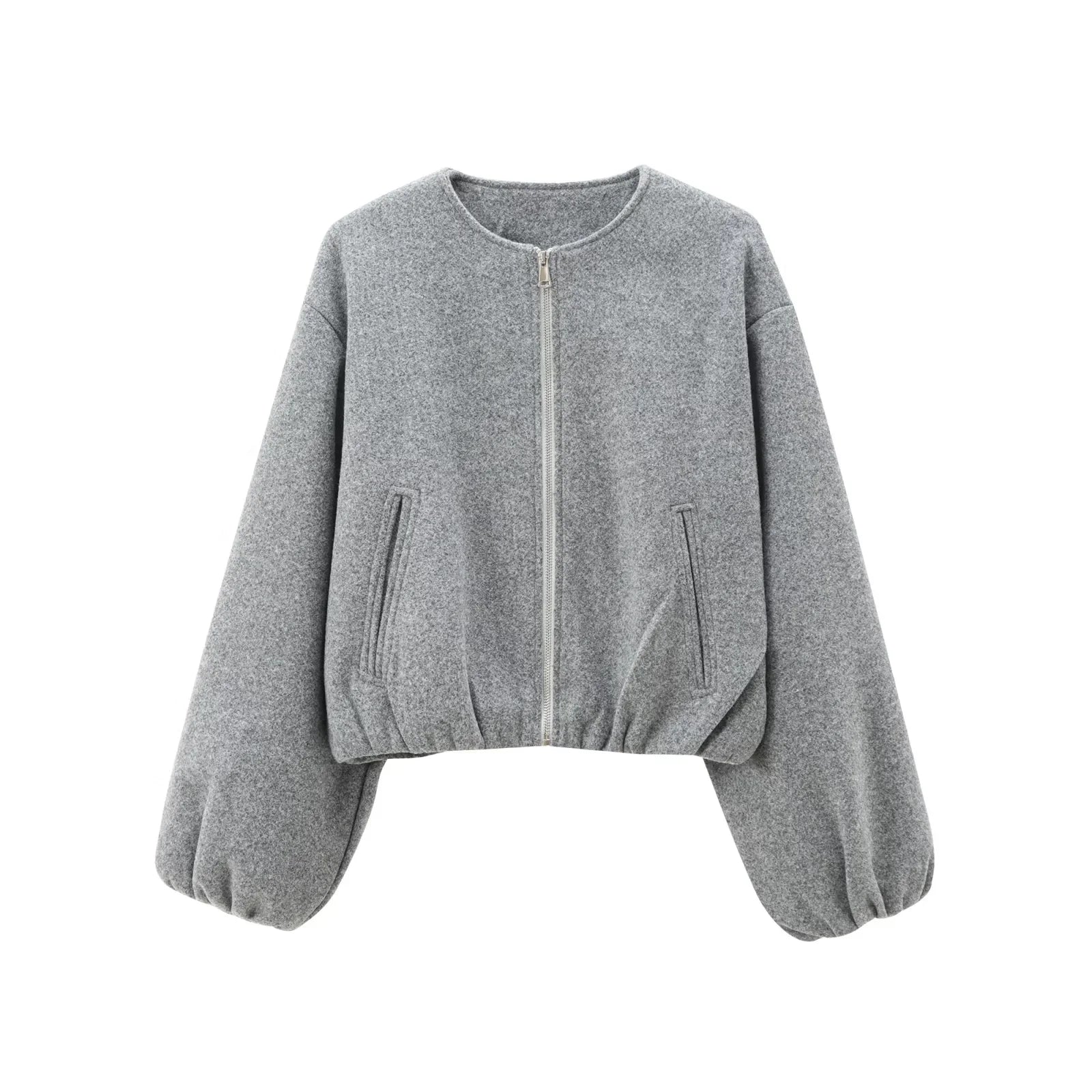 HXAO Cropped Bomber Jacket – Women's Soft Zip-Up Coat
