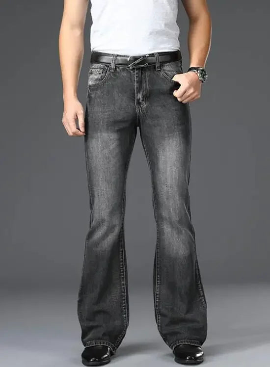 Men's Flared Jeans with Mid-Rise Waist
