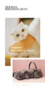 Gray Cat bag Messenger Bag versatile small and cute, fashionable bag Women's Cross bag autumn and winter design