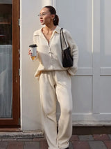 Bornladies Autumn Winter New Knit Cardigan Pants Set Loose Two Piece Casual Sweater Suit Women Thick Warm Soft Knitted Outfit