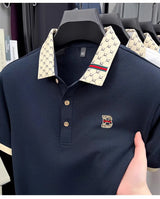 B Letter Embossed Short Sleeve Polo Shirt for Men