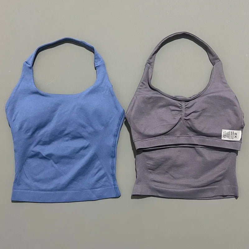 Impact Seamless Halter Longline Gym Top with Built-in Bra