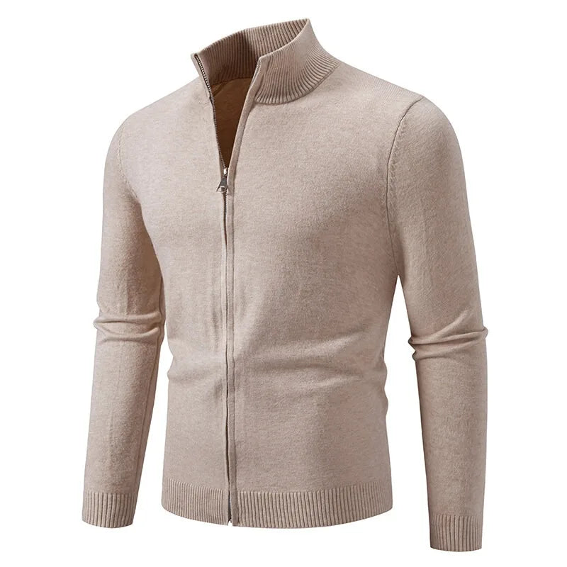 Slim Fit Zipper Cardigan – Premium USA-Made Knit Sweater