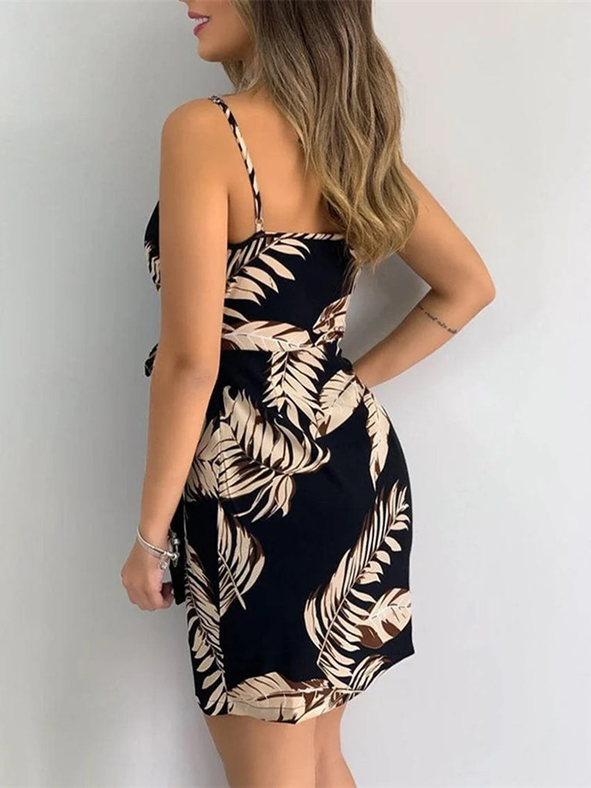 V-Neck Bodycon Mini Dress