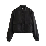 Willshela Women's Solid Bomber Jacket with Pockets
