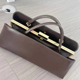 Minimalist Rectangular Frame Handbag Metal Lock Hard Shell Top Handle Bag Elegant Office Commute Shoulder Purse For Women