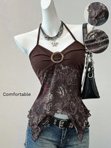 Women's Printed Mesh Halter Top