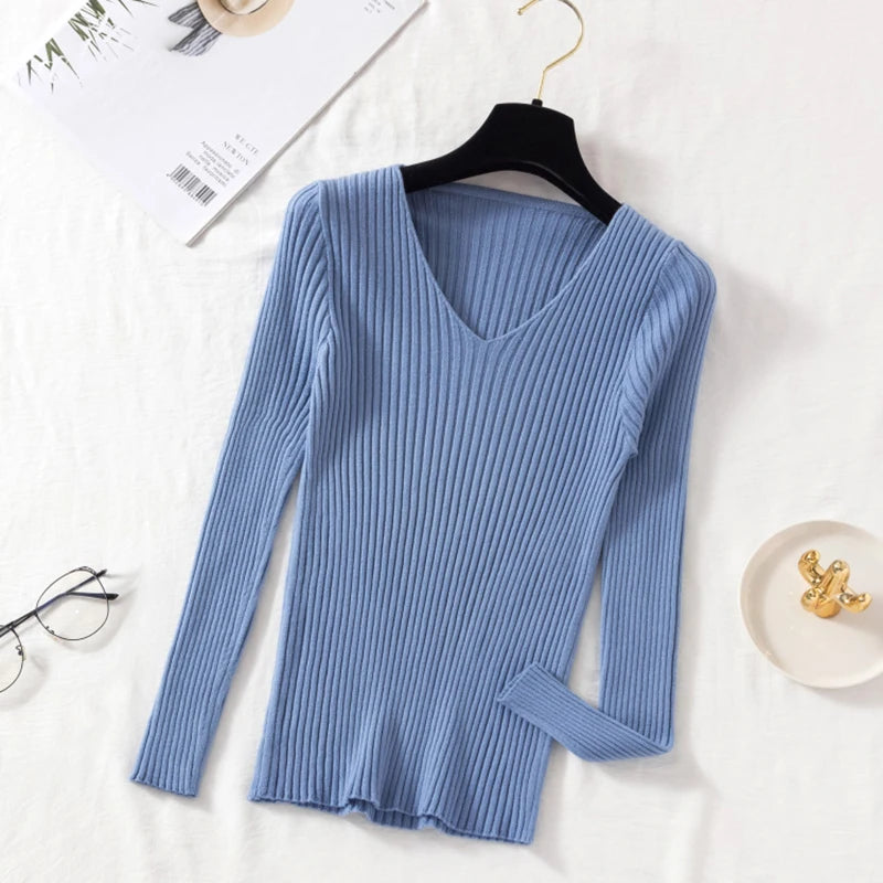 Women's V-Neck Knit Pullover Sweater