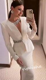 Customized   Exquisite Classic Formal Evening O-Neck A-line Beadings Bespoke Occasion Dresses