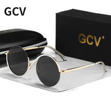 GCV Brand Hot Sale Avant-Garde Personality Women Female Gorgeous Sunglasses Round Frame Glasses Fashion Punk Style New Metal